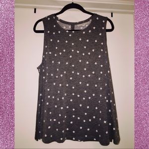 Gray Floral Loft Button Back Tank